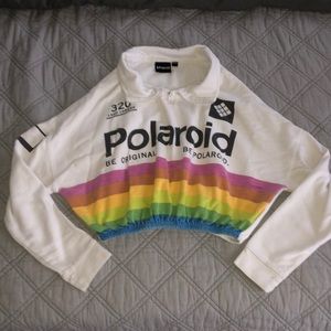 Polaroid cropped light quarter zip